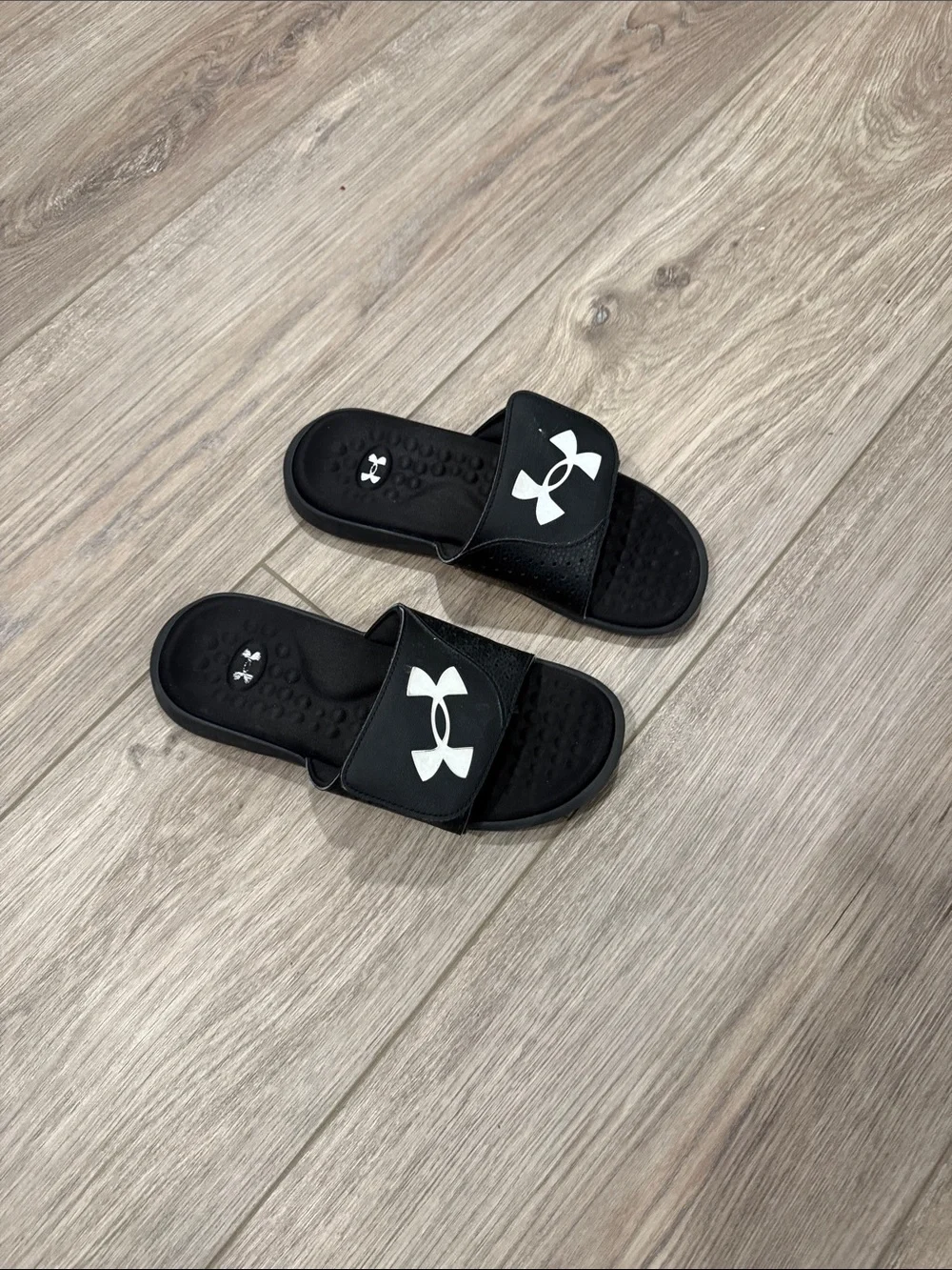 Under Armour Black Slide Sandals with White Logo